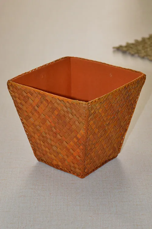 Dharini Screw Pine Paper Basket Mustard