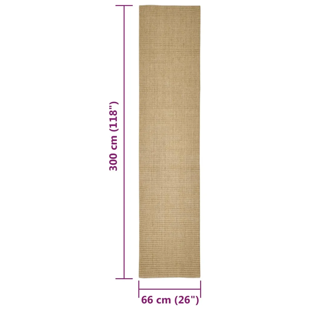 Durable vidaXL Sisal Rug for Cat Scratching Post | 66x300 cm | Non-Slip Backing | Easy Maintenance