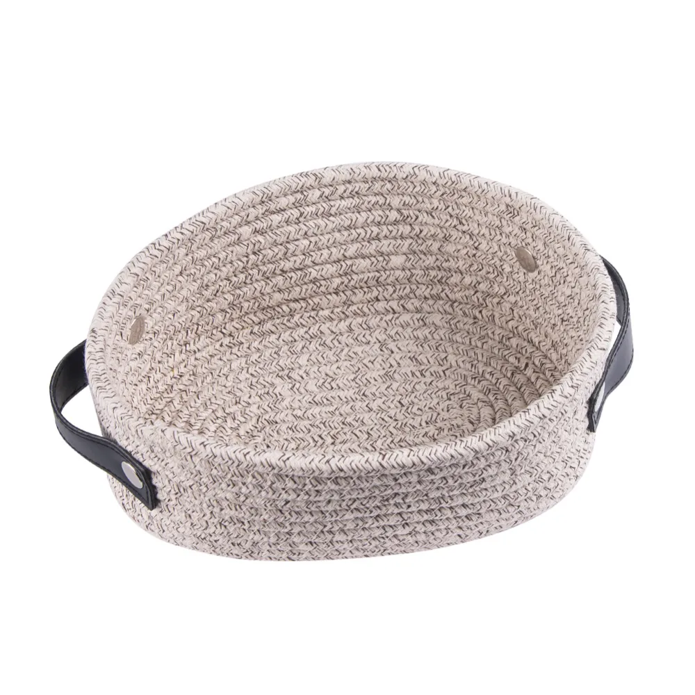 Eco-Friendly Cotton & Linen Woven Rope Storage Basket With Handles