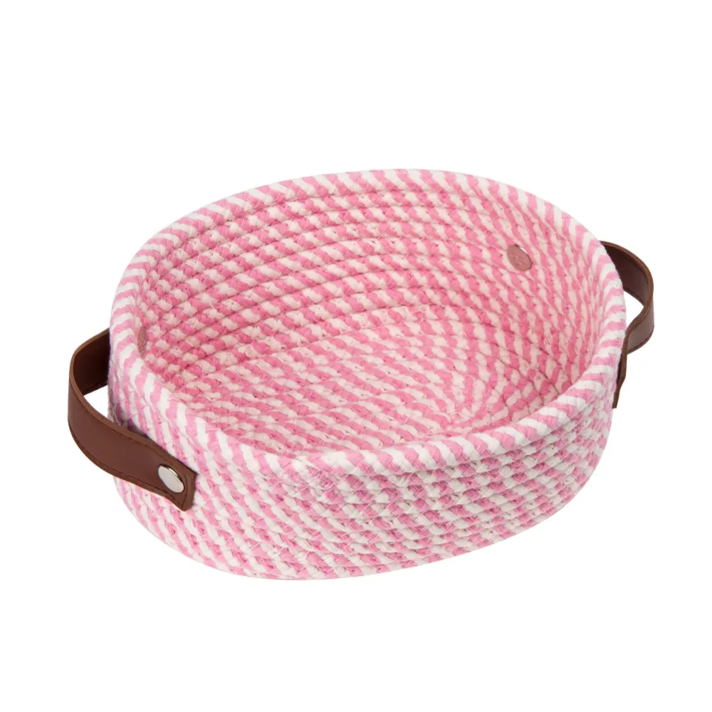 Eco-Friendly Cotton & Linen Woven Rope Storage Basket With Handles