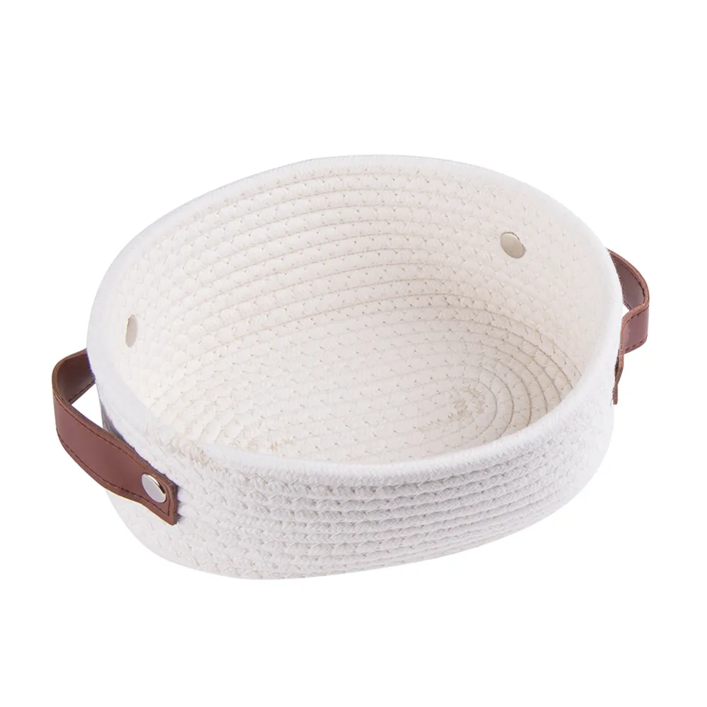 Eco-Friendly Cotton & Linen Woven Rope Storage Basket With Handles