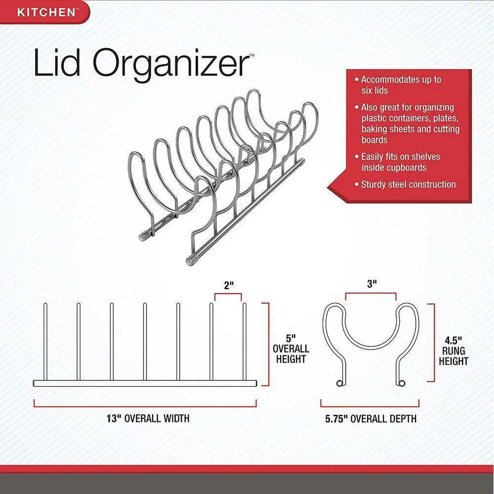 Euro Pot & Pan Lid Organiser Satin Steel