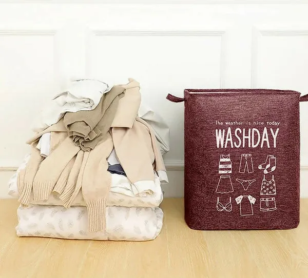 Eva Collapsible Laundry Basket Wash Day-Maroon