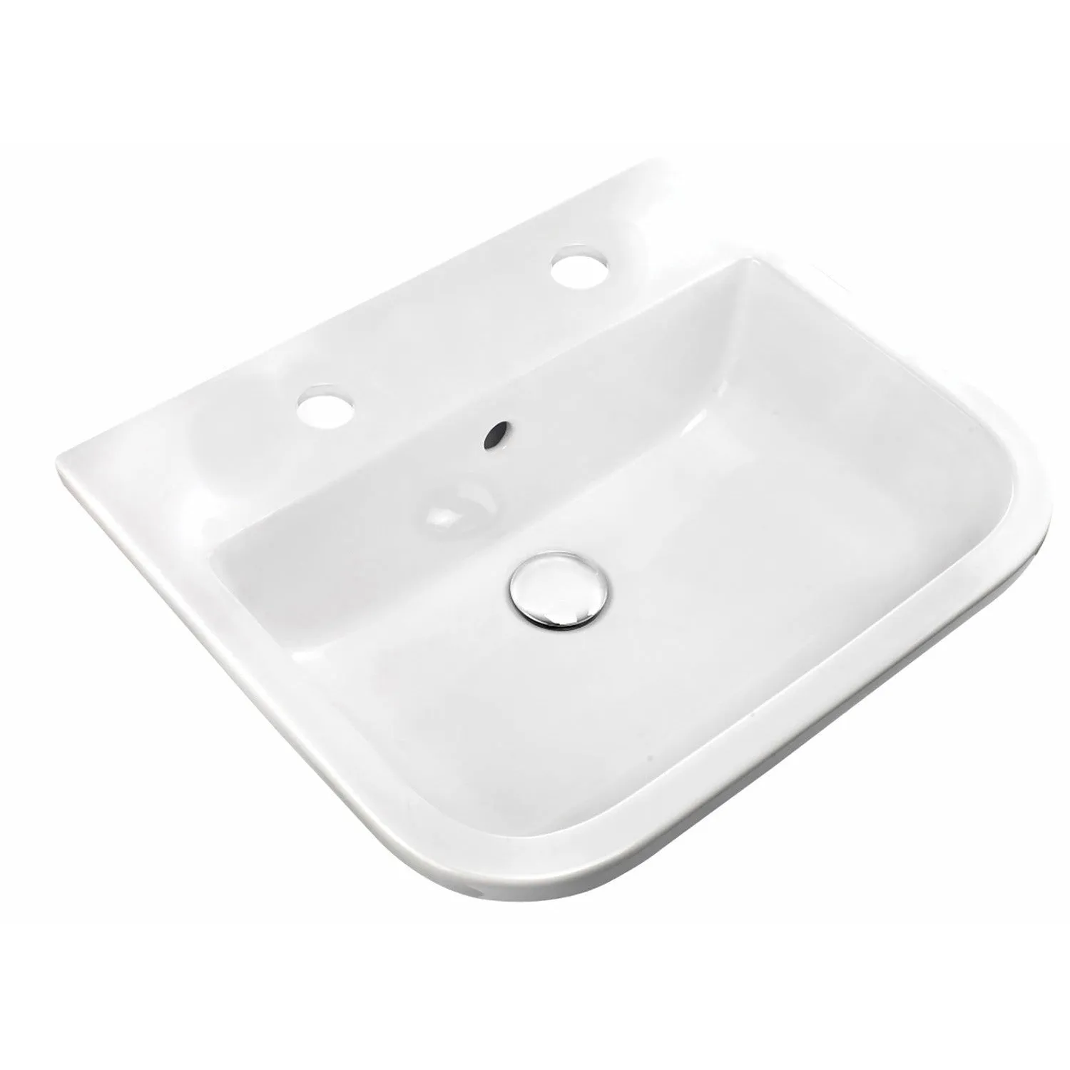 Frontline White Series 600 500mm Inset Counter Basin - 2 Tap Holes