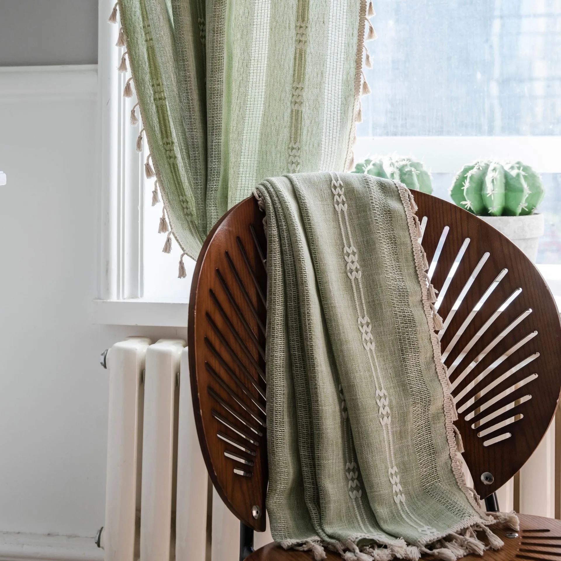 Giselle Green Grommet Light Filtering Custom Curtain