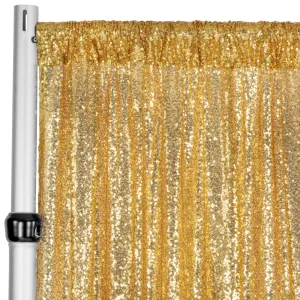 Glitz Sequin Mesh Net 12ft H x 52" W Drape/Backdrop panel - Gold