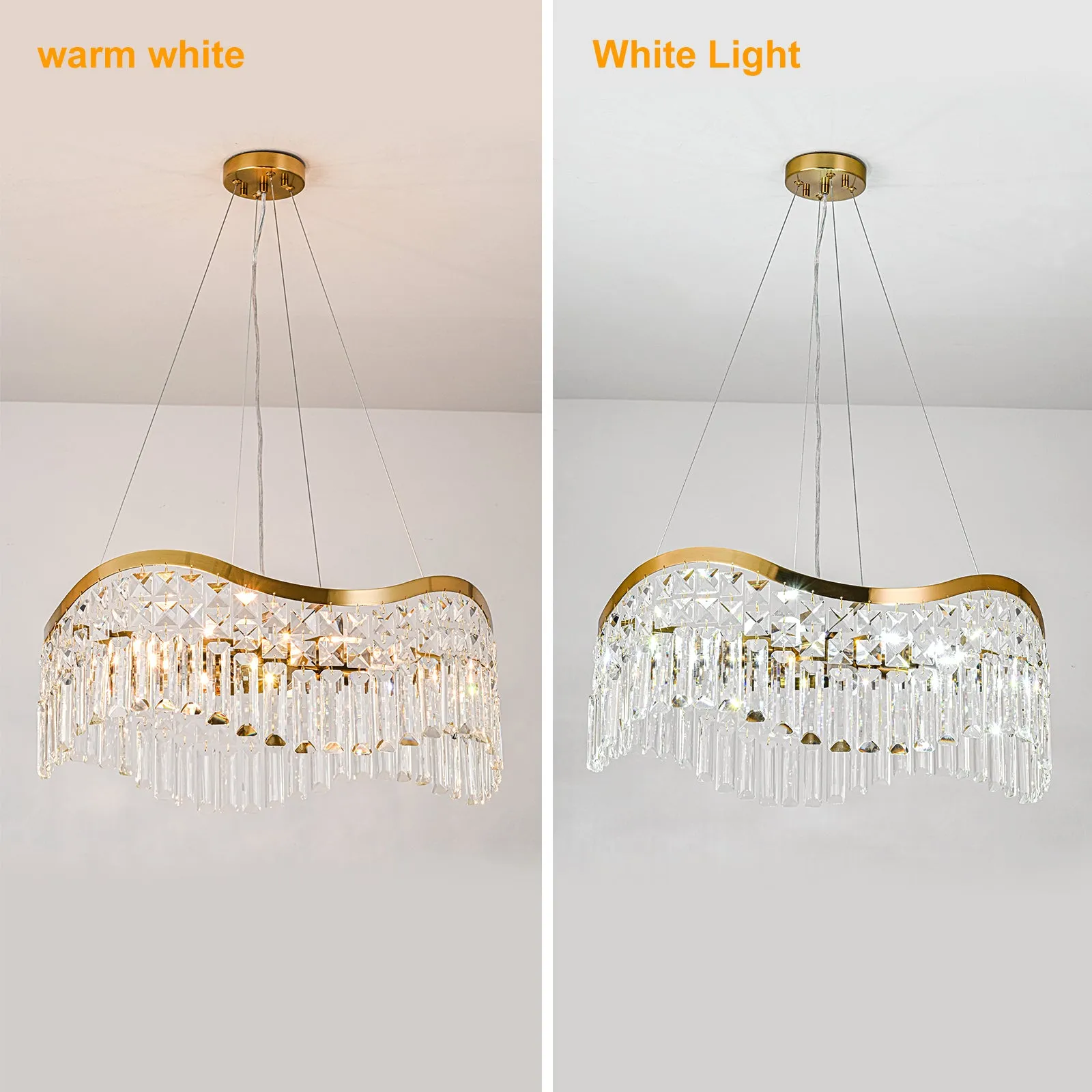 Glowlings 8-light Modern 24"Wide Elegant Wave Crystal Chandelier For Living Room