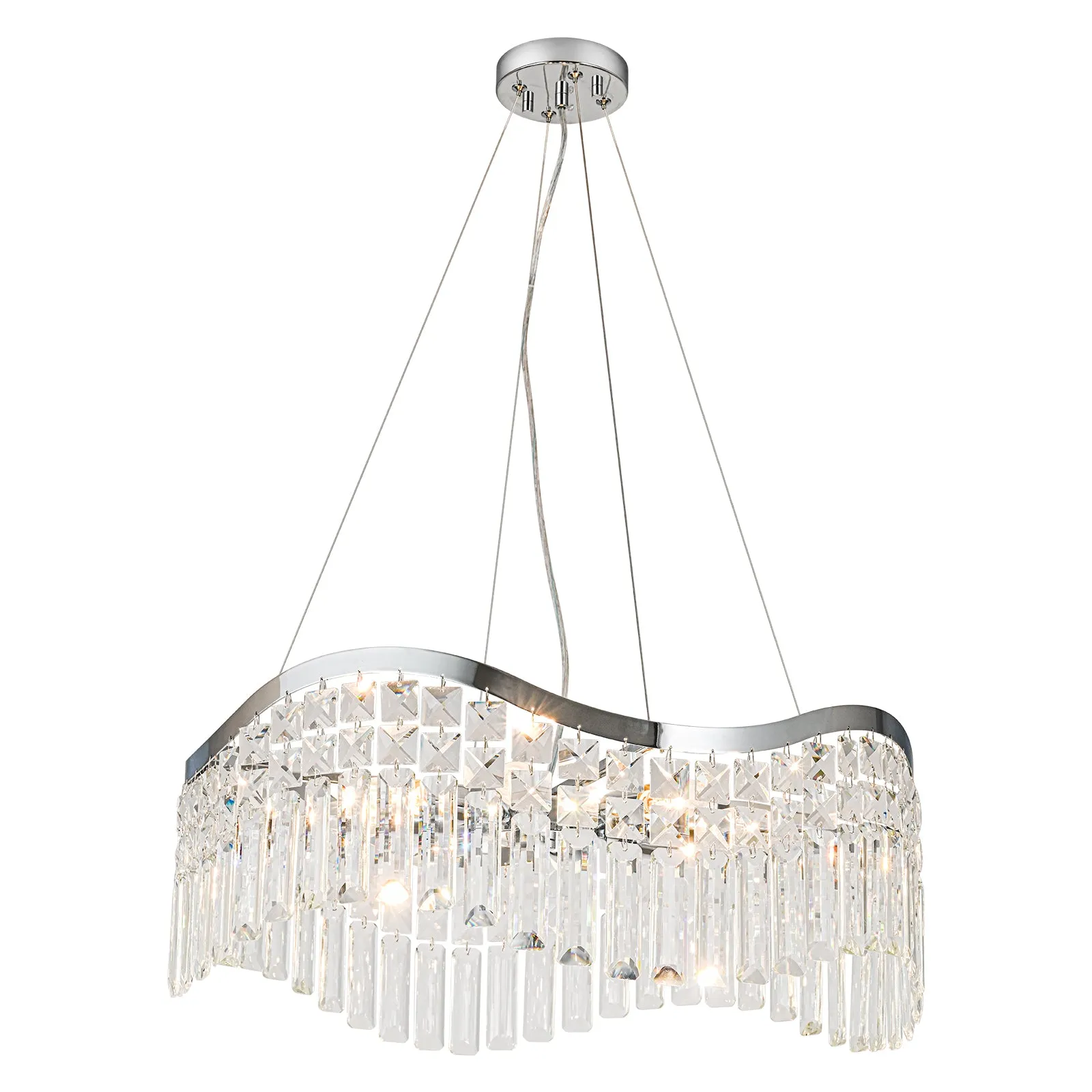 Glowlings 8-light Modern 24"Wide Elegant Wave Crystal Chandelier For Living Room