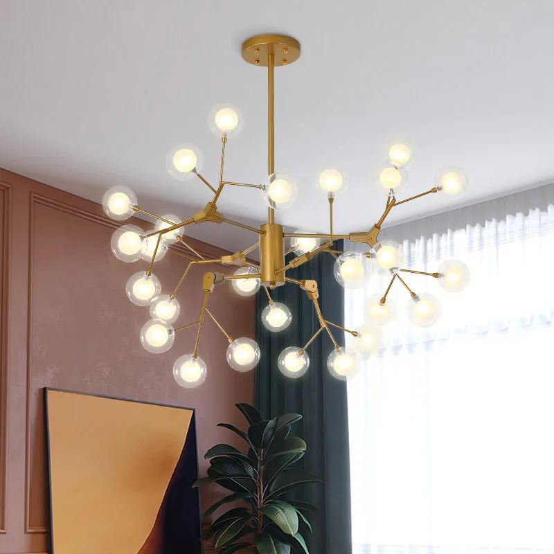 Gold LED Metal Chandelier Pendant for Dining Room - Elegant Tree Branch Design