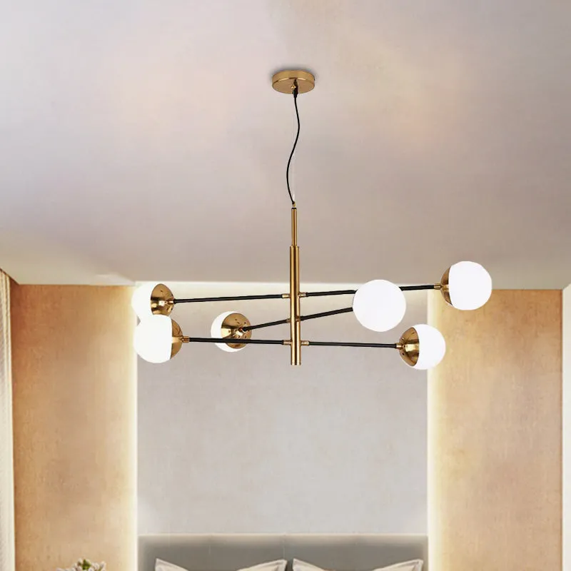 Gold Metal Stacked Chandelier with Glass Modo Pendant Light - Elegant Living Room Lighting