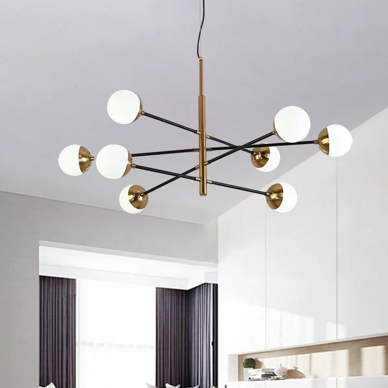 Gold Metal Stacked Chandelier with Glass Modo Pendant Light - Elegant Living Room Lighting