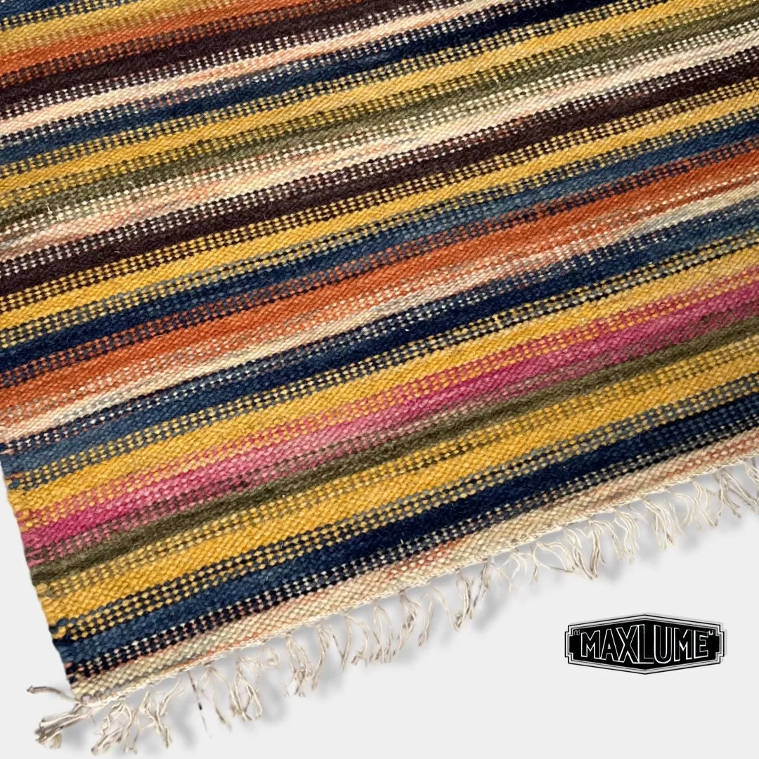 Hand Knotted Reversible Flat Weave Pure Wool Colourful Kilim Woollen Rug 3ft x 5ft