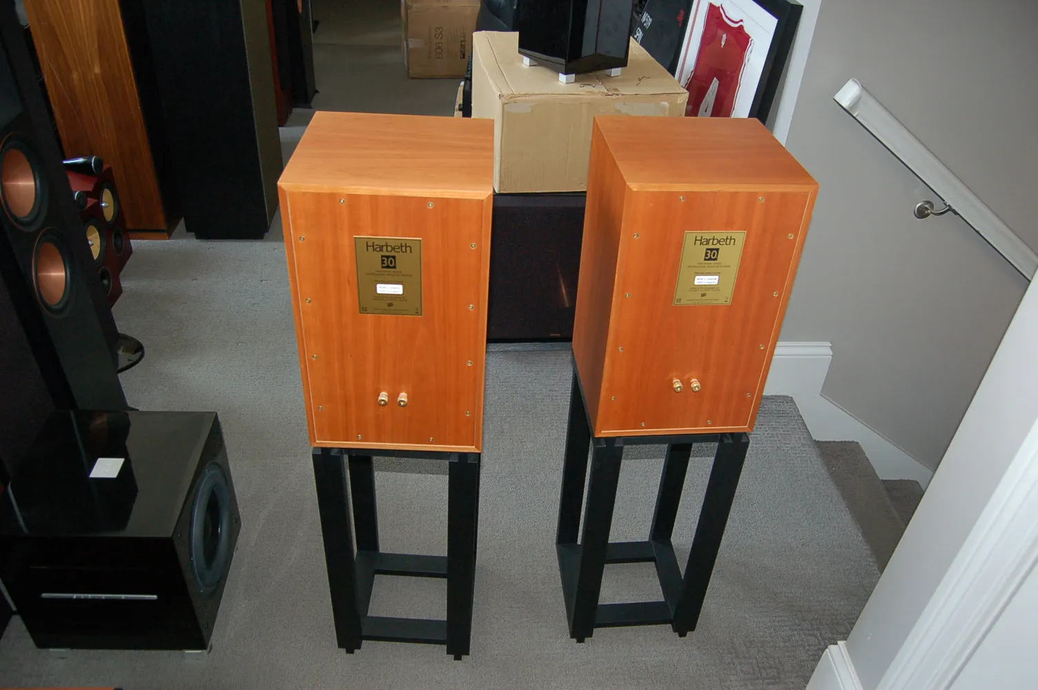 Harbeth 30.1 loudspeakers with matching stands (cherry wood)