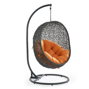 Hide Outdoor Patio Swing Chair With Stand Gray Orange EEI-2273-GRY-ORA