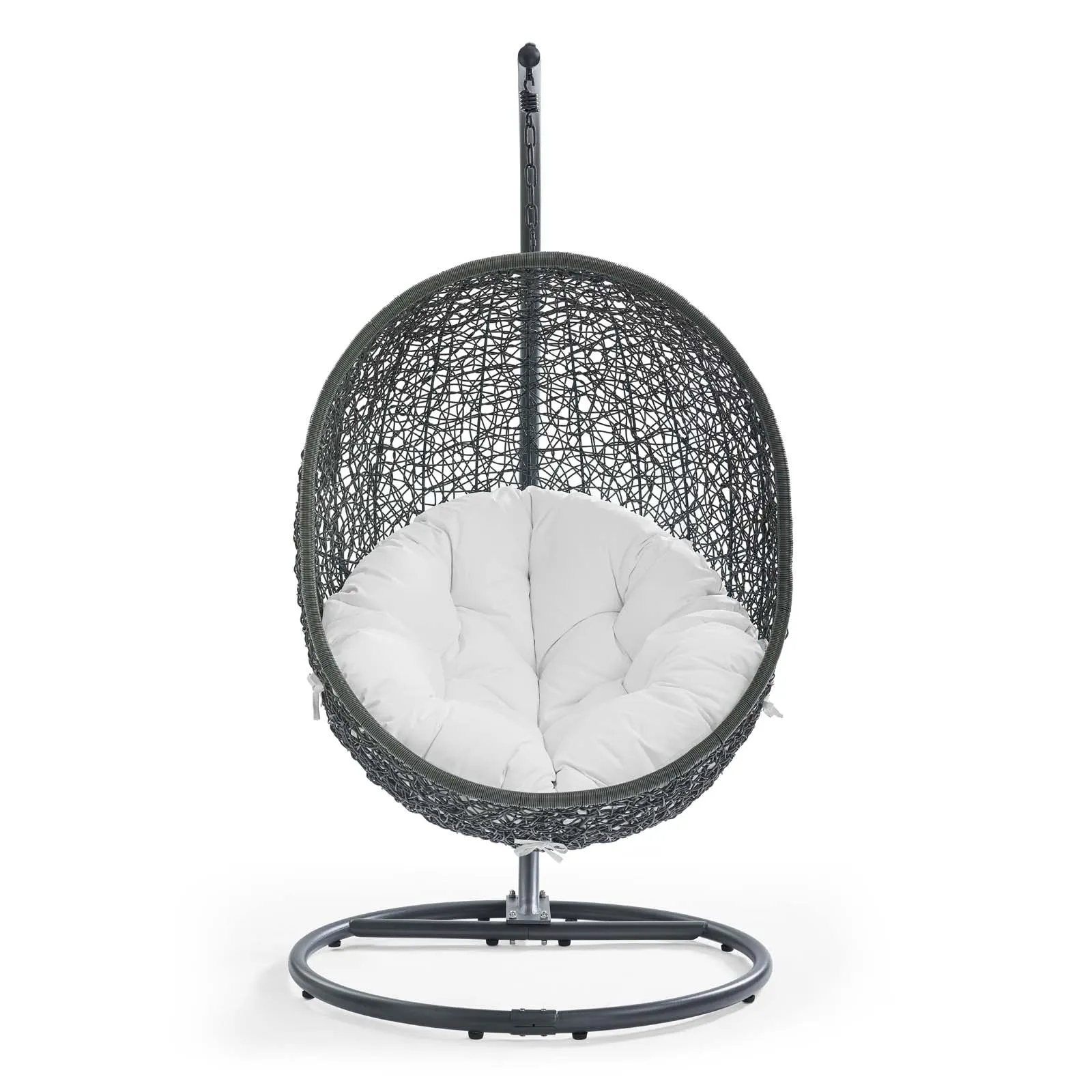 Hide Outdoor Patio Swing Chair With Stand Gray White EEI-2273-GRY-WHI