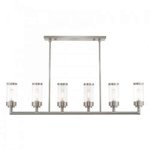 HILCREST 6 LIGHT LINEAR CHANDELIER, BRUSHED NICKEL