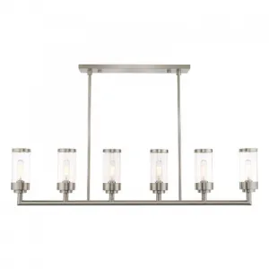 HILCREST 6 LIGHT LINEAR CHANDELIER, BRUSHED NICKEL