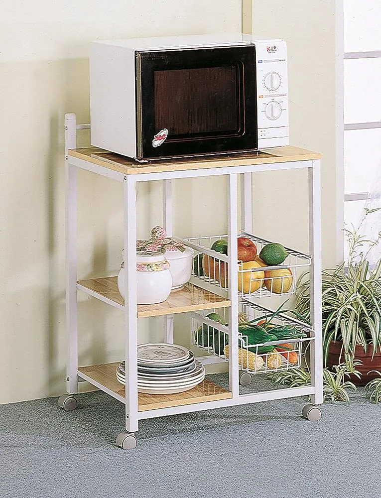 Kelvin Natural Brown/White 2-Shelf Kitchen Cart