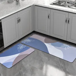 Kitchen Floor Mat 3.5mm (120x40cm & 40x60cm, Leaf Print-2 Pieces)