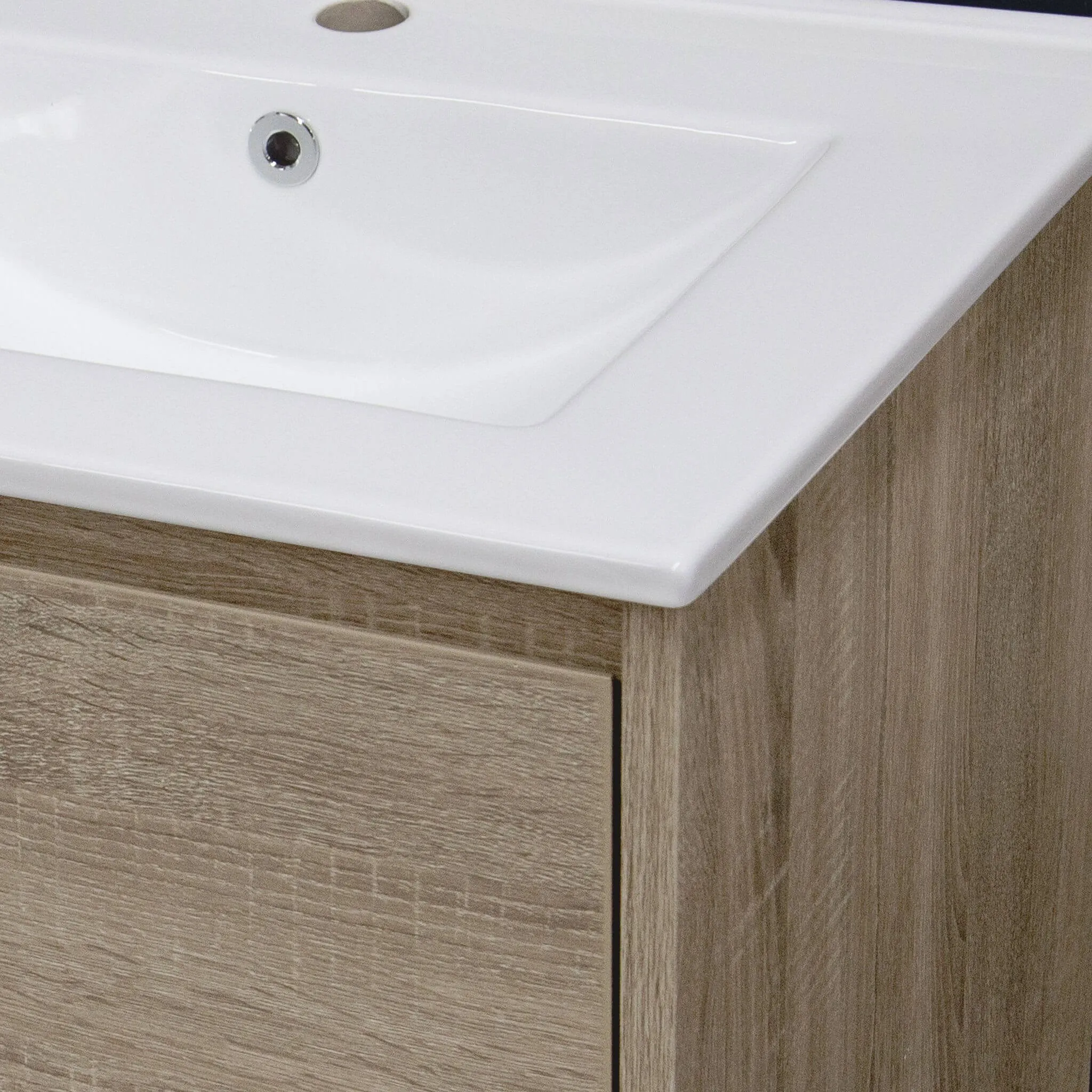 KRIS 900mm Oak Wall Hung Vanity   Ceramic Top