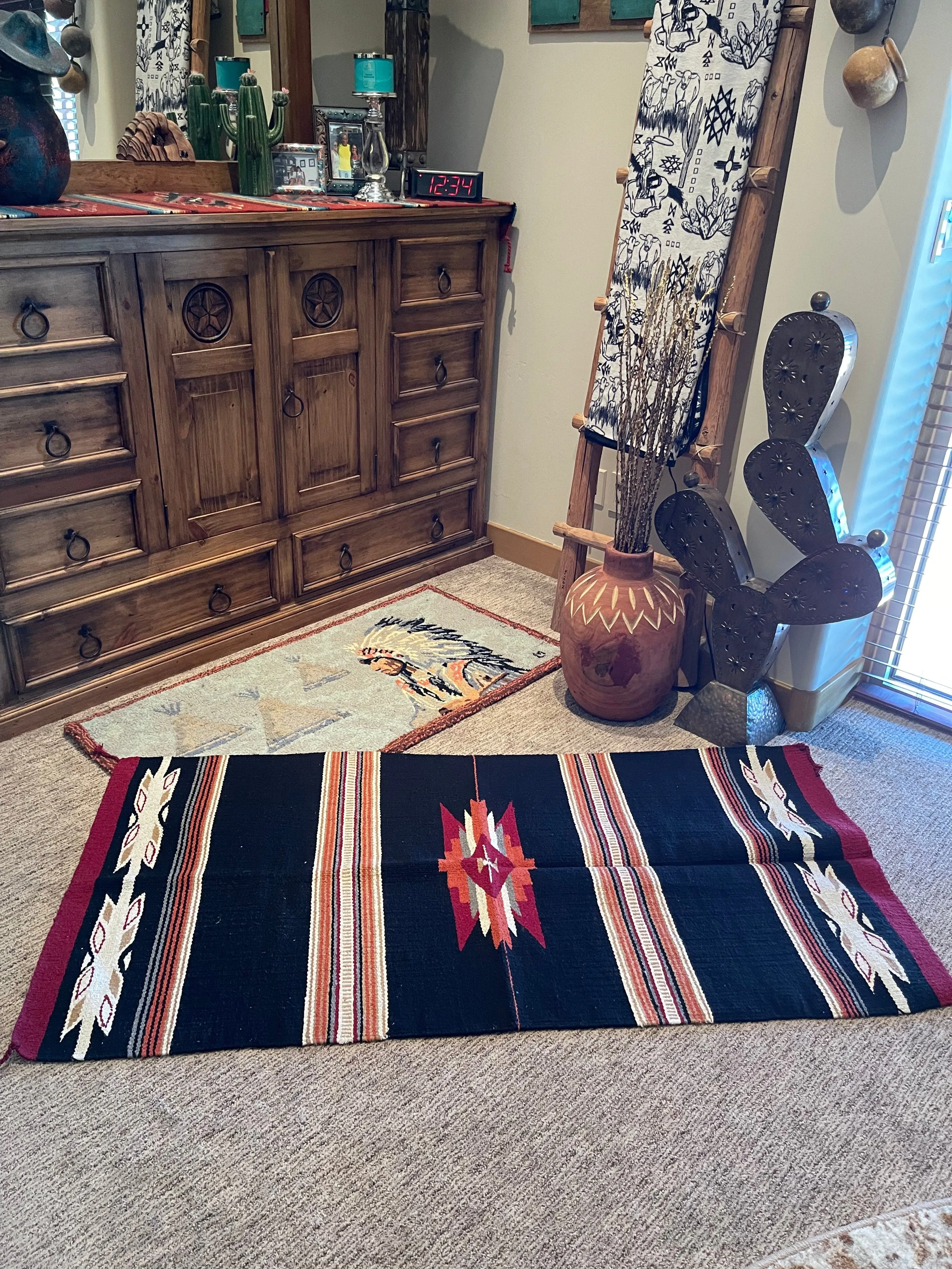 Large CANTINA Azteca rug   Black