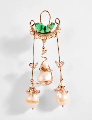 Le Cleo Dewdrop Earrings in Jade Green