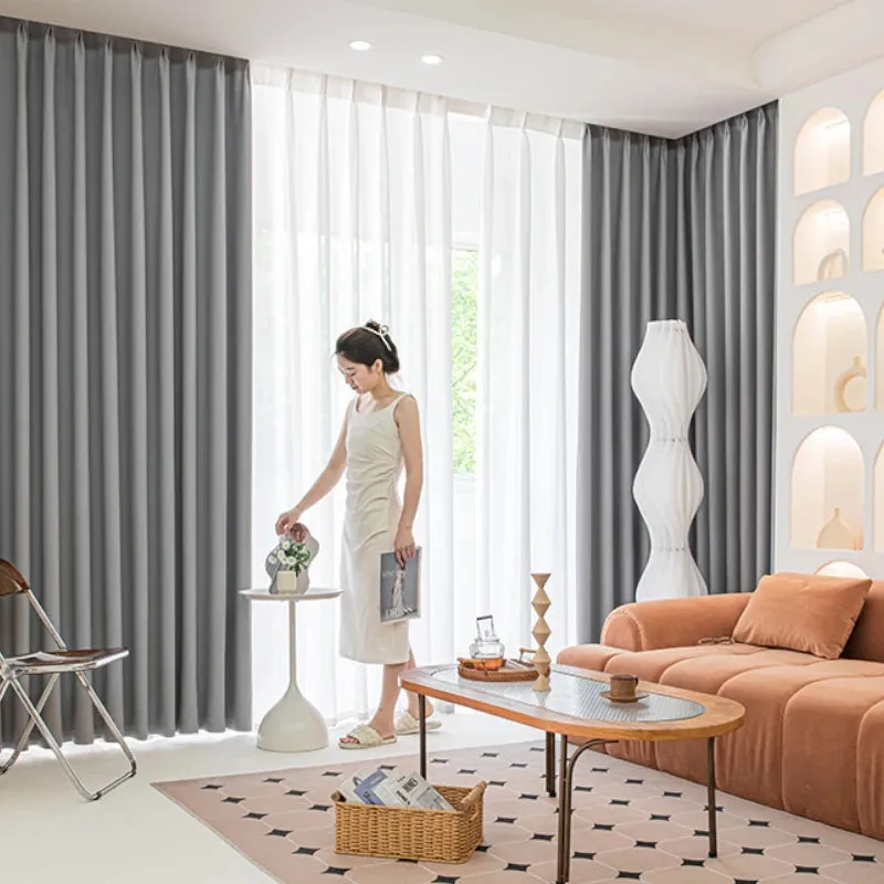 Luna Polyester Grey High Performance Blackout Custom Curtain