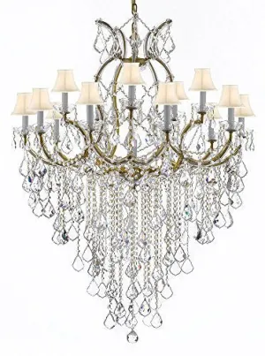 Maria Theresa Chandelier Empress Crystal (Tm) Lighting Chandeliers H50" X W37" With White Shades Great For Large Foyer / Entryway - A83-B12/Sc/Whiteshades/21510/15 1