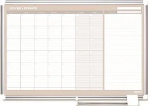 Mastervision Monthly Planner 48 Inch  X 36 Inch  Silver Frame