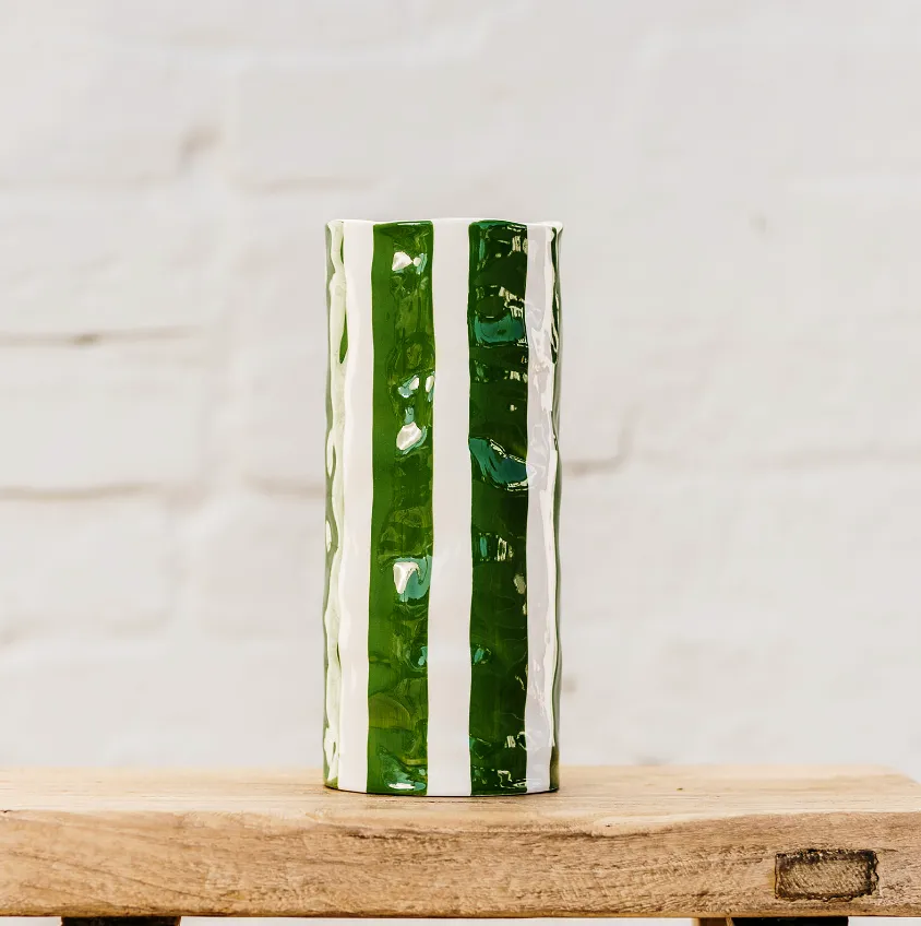 Medium Vase - Forest Green Stripe