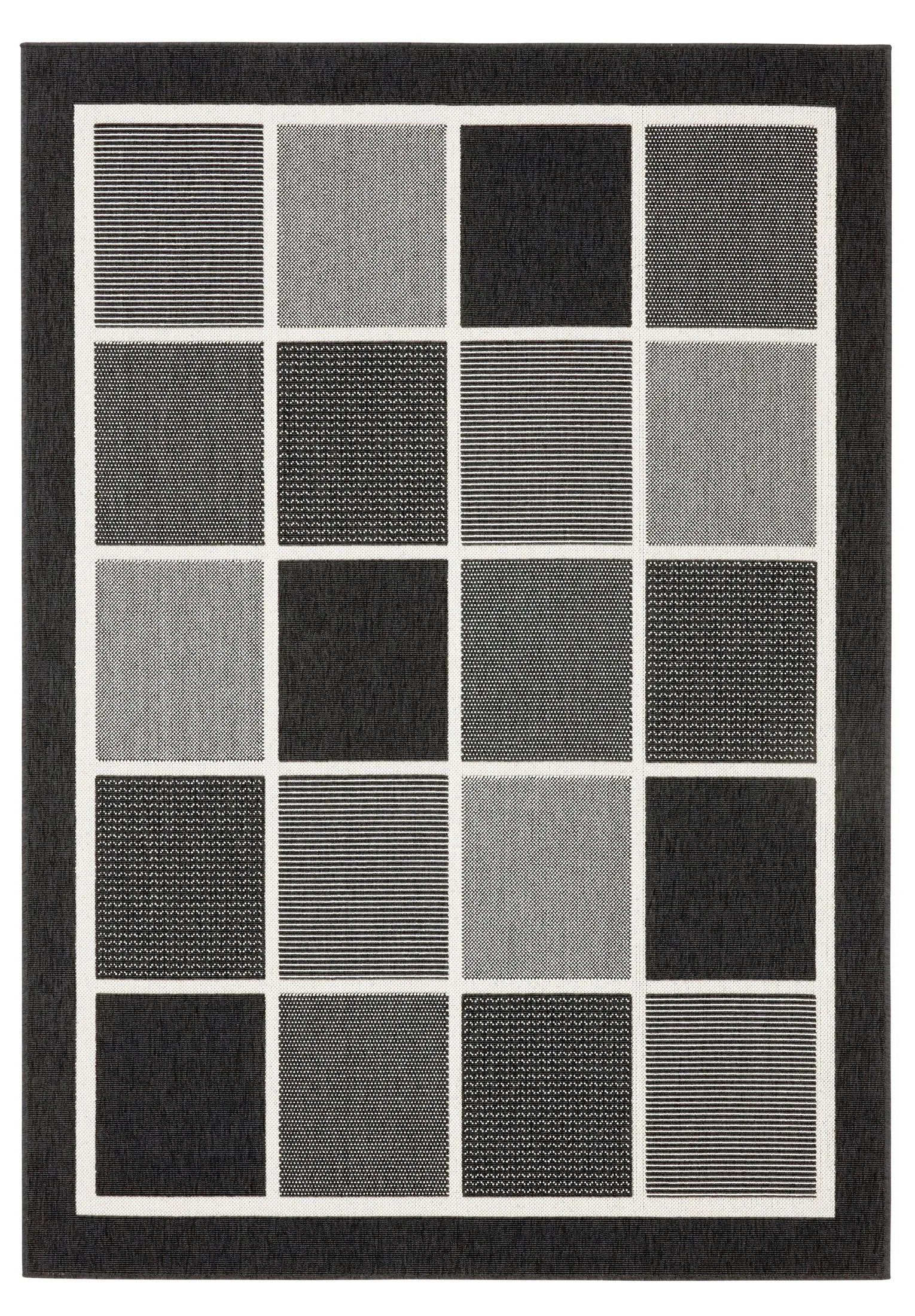 Mercurial Matrix Geometric Check Pattern Area Rug-Grey Mix