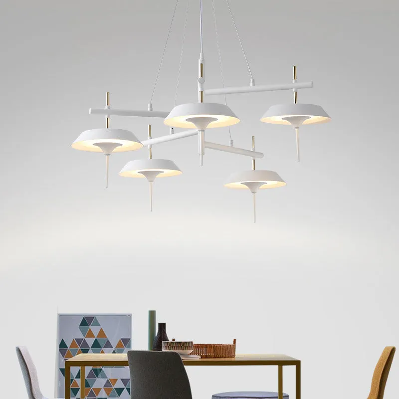 Minimalist Flared Metal Chandelier Lamp - 5-Light White Pendant Fixture for Dining Room