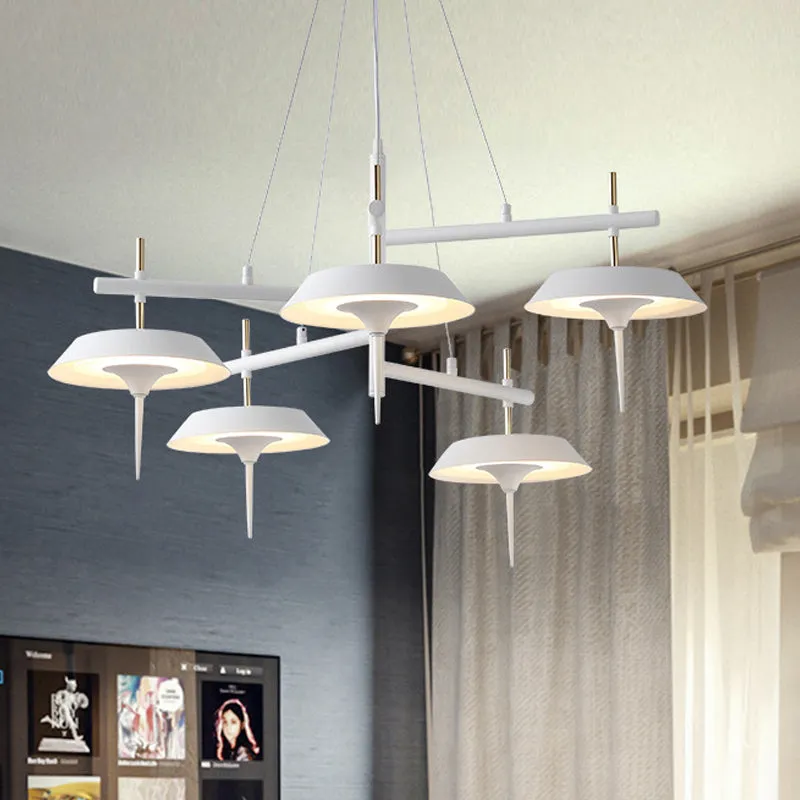 Minimalist Flared Metal Chandelier Lamp - 5-Light White Pendant Fixture for Dining Room