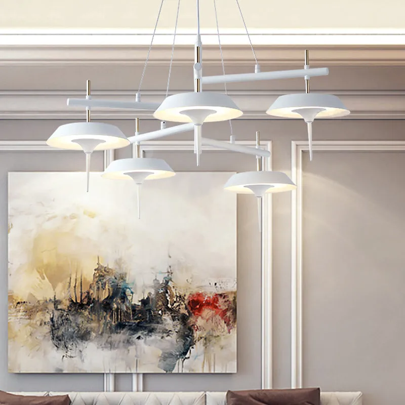 Minimalist Flared Metal Chandelier Lamp - 5-Light White Pendant Fixture for Dining Room