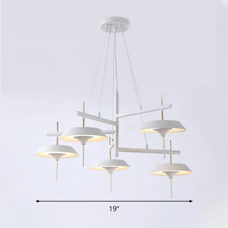 Minimalist Flared Metal Chandelier Lamp - 5-Light White Pendant Fixture for Dining Room