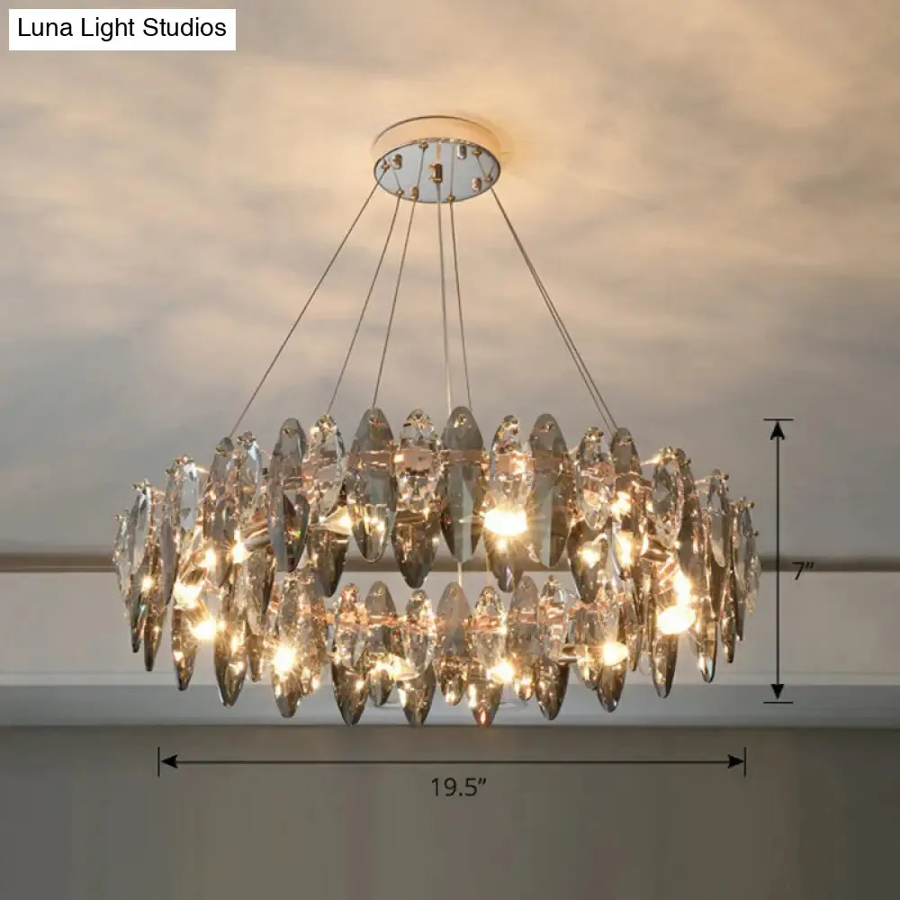 Minimalist Oval Crystal Clear Pendant Chandelier - Elegant Ceiling Light for Restaurants