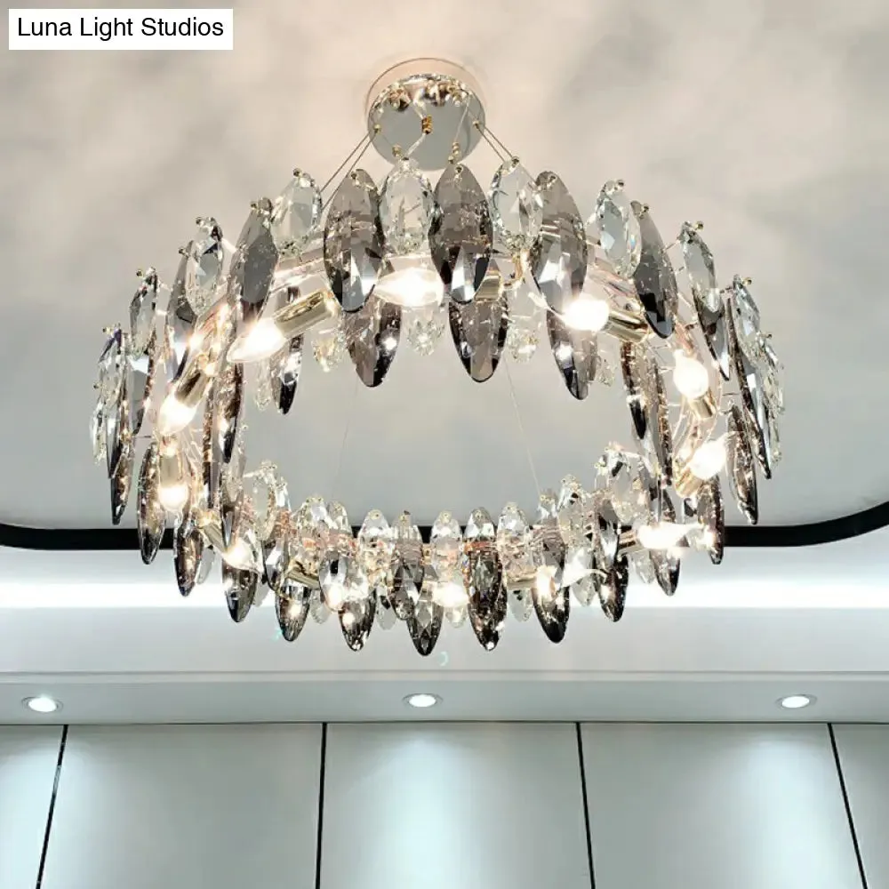 Minimalist Oval Crystal Clear Pendant Chandelier - Elegant Ceiling Light for Restaurants