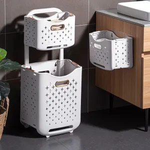 MODERN 2-TIERS BASKETS WITH WHEEL STORAGE CART