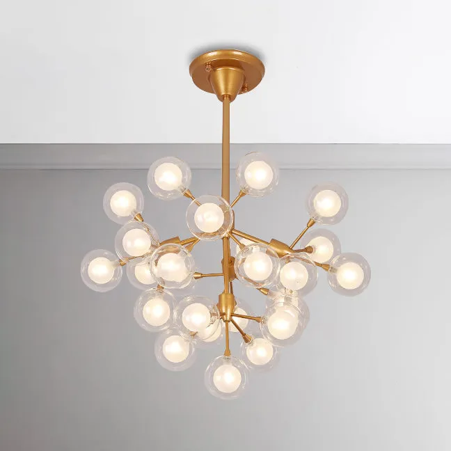 Modern Golden Glass Ball Chandelier Pendant Light - 25/45 Lights - Ideal for Living Room