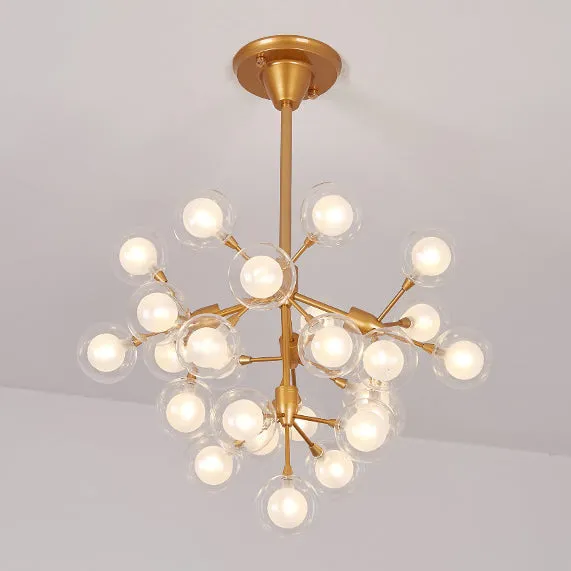 Modern Golden Glass Ball Chandelier Pendant Light - 25/45 Lights - Ideal for Living Room