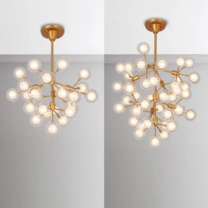 Modern Golden Glass Ball Chandelier Pendant Light - 25/45 Lights - Ideal for Living Room