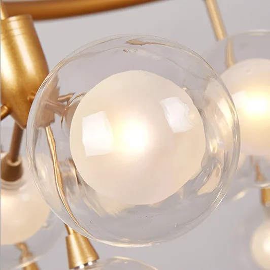 Modern Golden Glass Ball Chandelier Pendant Light - 25/45 Lights - Ideal for Living Room