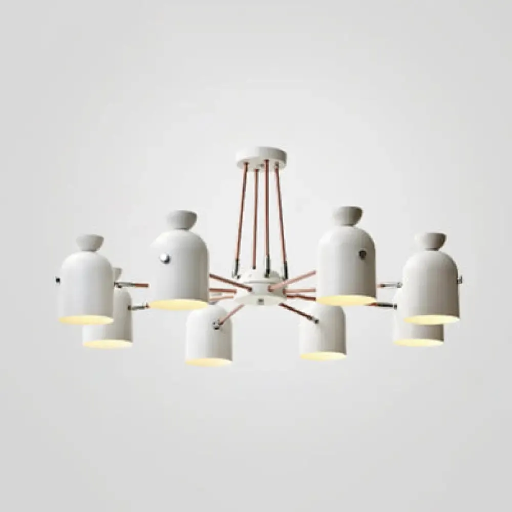 Modern White Metallic Chandelier | Elegant Hanging Lighting for Living Room or Villa