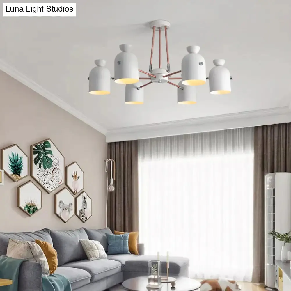 Modern White Metallic Chandelier | Elegant Hanging Lighting for Living Room or Villa