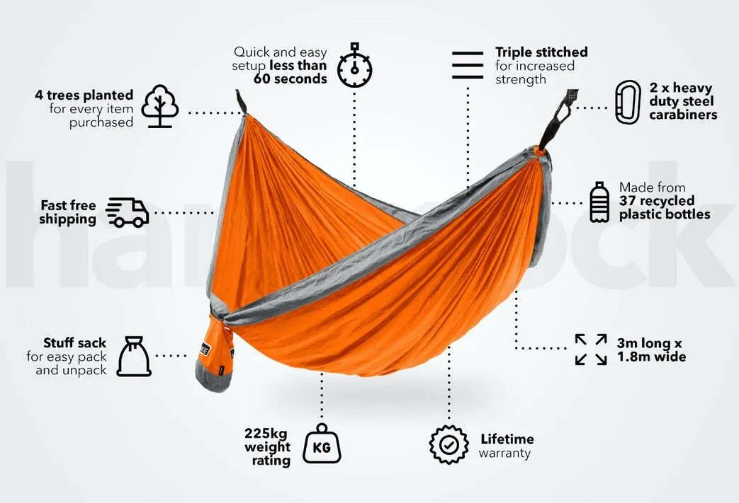 NAKIE SUNBURNT ORANGE RECYCLED HAMMOCK WITH STRAPS