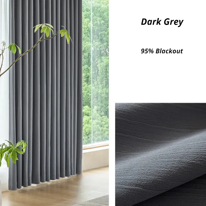 Natalie Chenille Crinkled Minimalist Room Darkening Custom Curtain