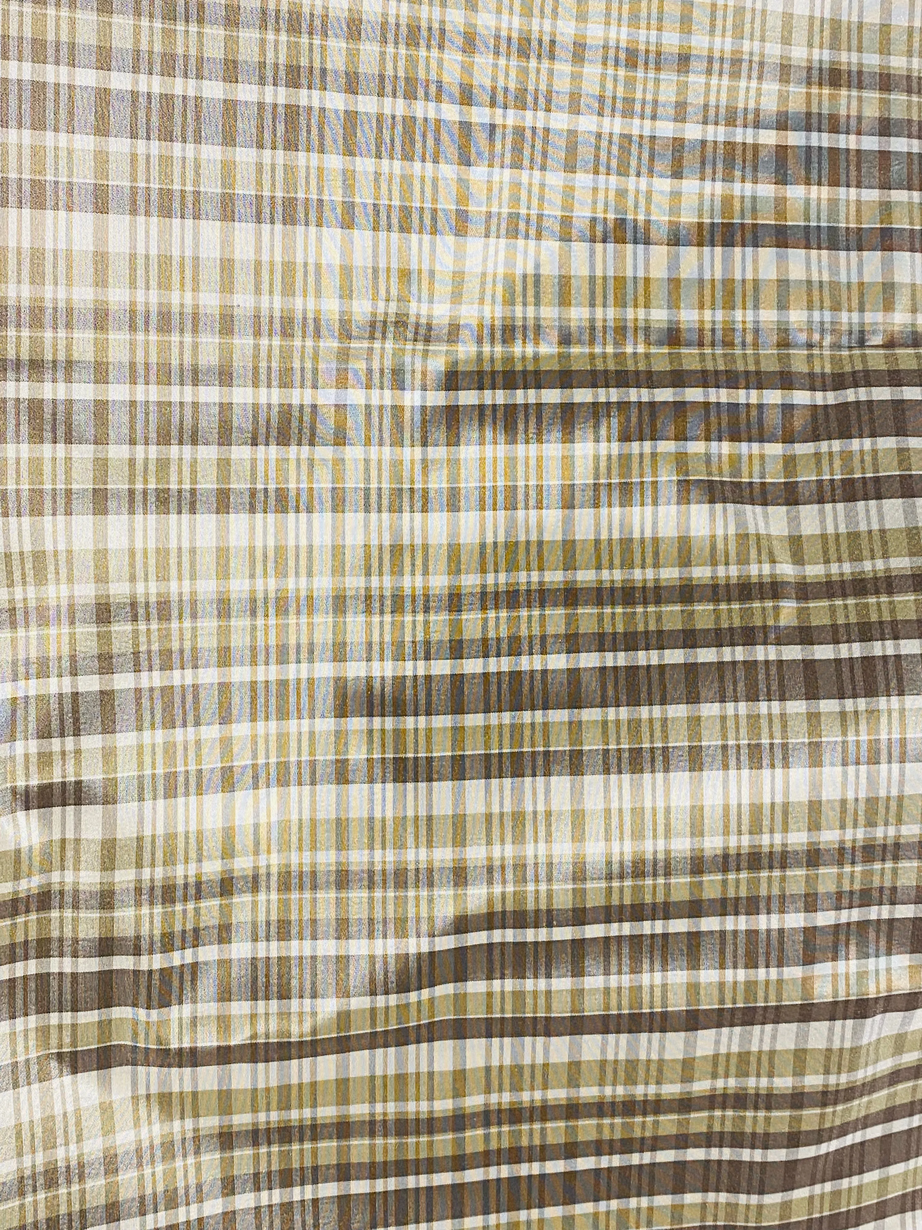 NEW Lady Riley Designer 100% Silk Taffeta Plaid Tartan Fabric- Gold, Taupe, and Cream SB_6_39