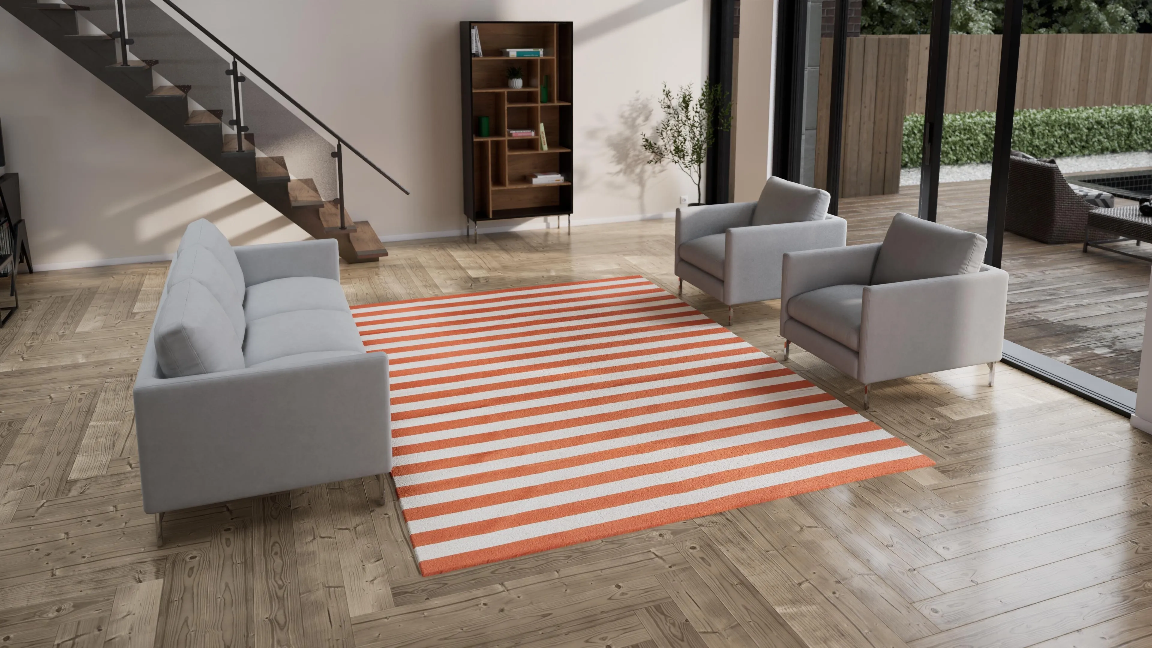 Orange Flatweave Cotton Rug - 8'10" x 11'10"