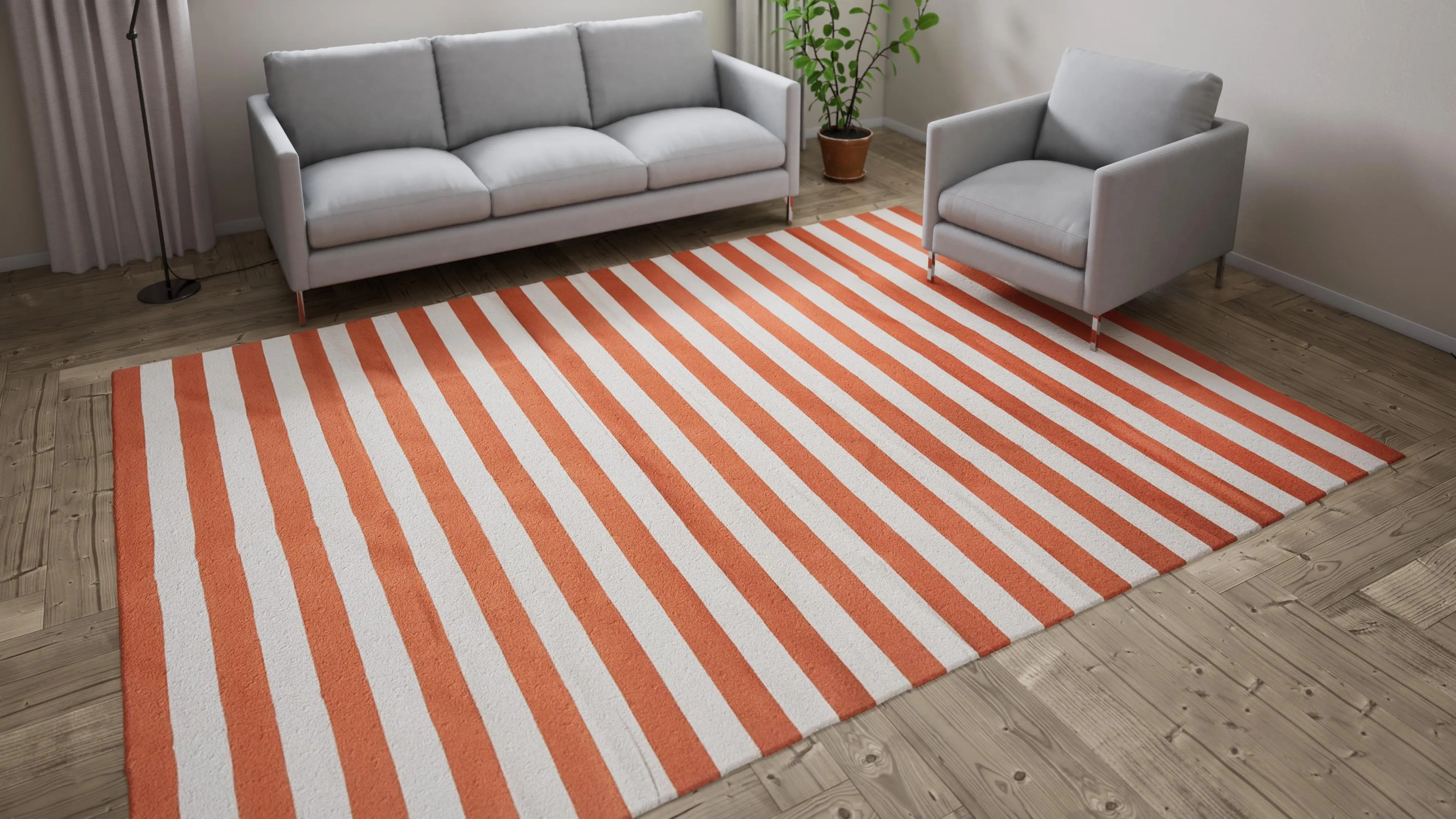 Orange Flatweave Cotton Rug - 8'10" x 11'10"