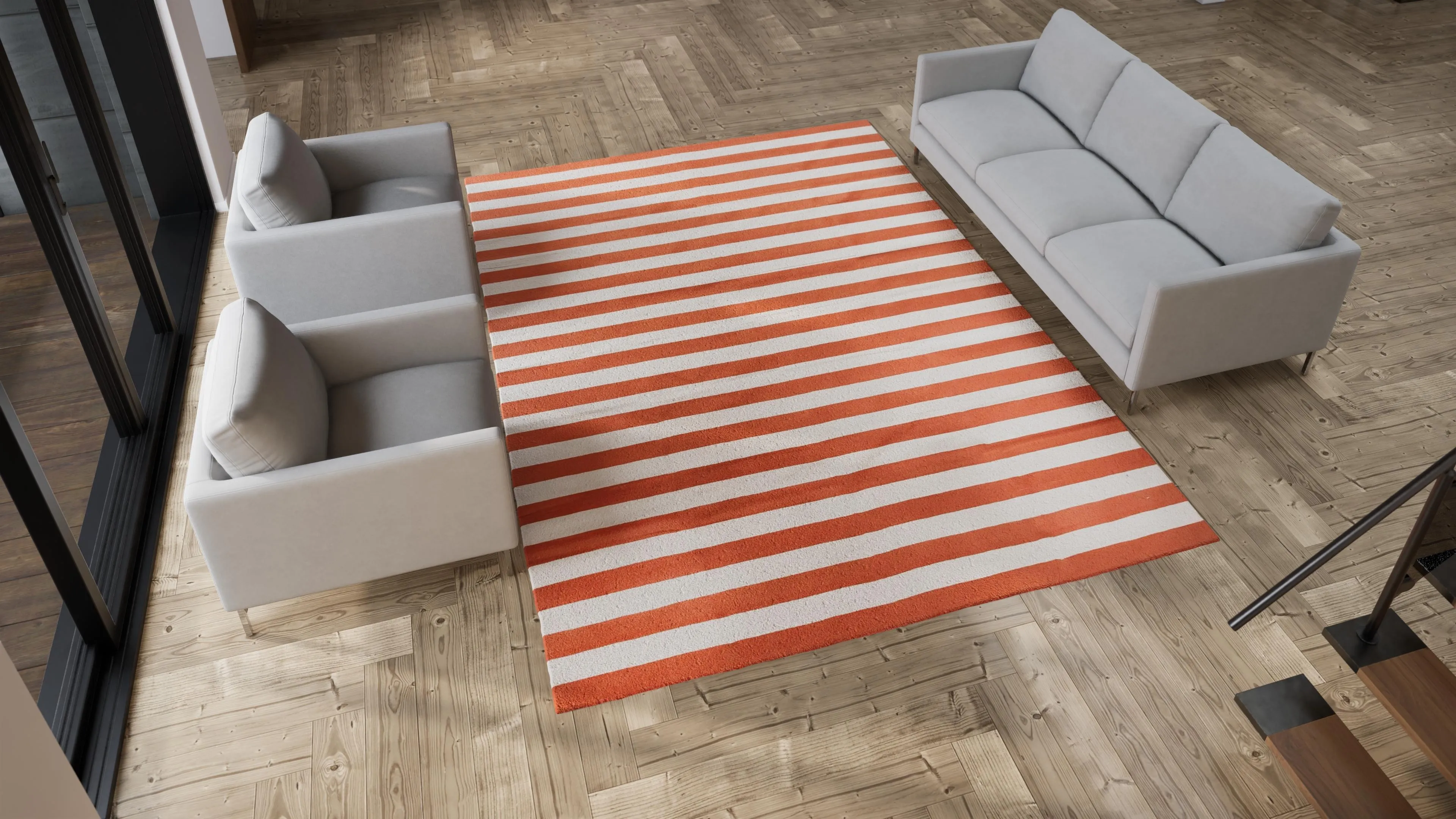 Orange Flatweave Cotton Rug - 8'10" x 11'10"